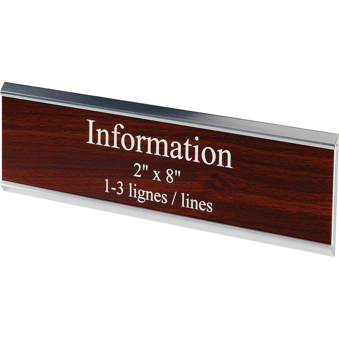 Derome Engraved Plate with Holder - 8" (203.20 mm) Width x 2" (50.80 mm) Height - Engraved - 1 Each