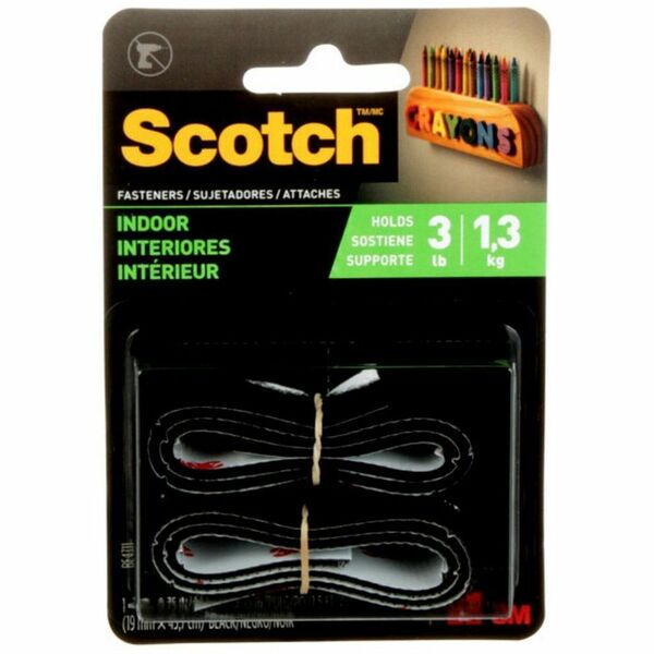 3M Scotch&reg; Reclosable Indoor Fasteners - 1.5 ft (0.5 m) Length x 0.75" (19 mm) Width - Black - For Indoor, Household, Office, Drywall, Wood, Metal, Brick - 1 Each