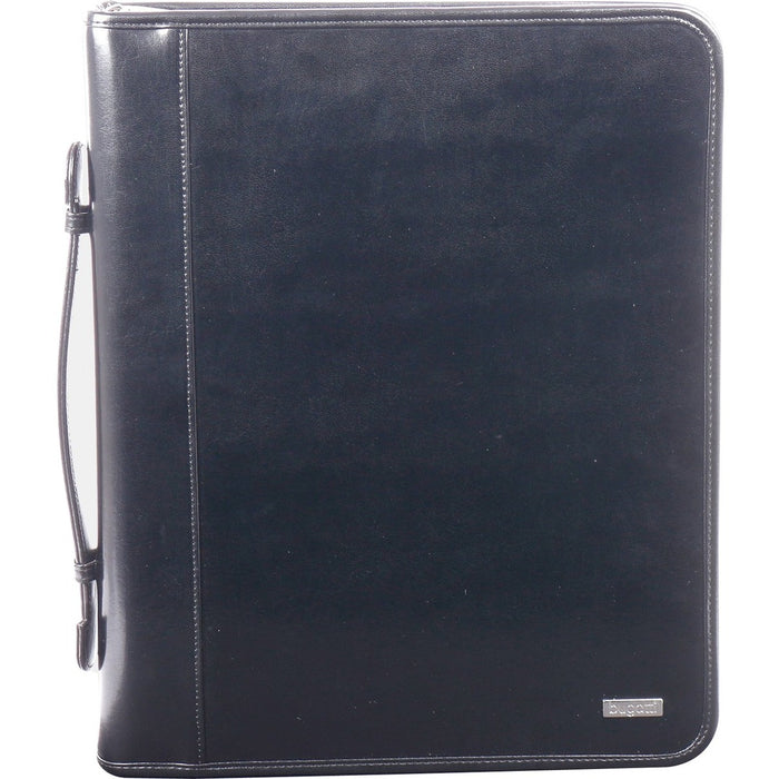 bugatti RGB1107 Ring Binder Writing Case - Legal - 8 1/2" (215.90 mm) x 14" (355.60 mm) Sheet Size - Fastener(s): D-Ring - Leather - Black - Calculator, Card Holder, Pen Holder, Handle, Zipper Closure - 1 Each