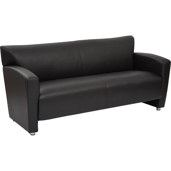OSP Furniture Loveseat with Silver Finish Legs - 60.50" (1536.70 mm) Seat Width - 69.25" (1758.95 mm) x 29" (736.60 mm) x 33.25" (844.55 mm) Overall Dimension - Faux Leather Black, Plush Seat - Faux Leather Black Back - 1 Each