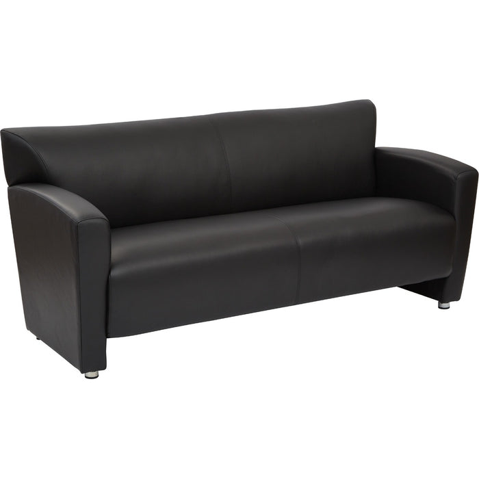 OSP Furniture Loveseat with Silver Finish Legs - 60.50" (1536.70 mm) Seat Width - 69.25" (1758.95 mm) x 29" (736.60 mm) x 33.25" (844.55 mm) Overall Dimension - Faux Leather Black, Plush Seat - Faux Leather Black Back - 1 Each