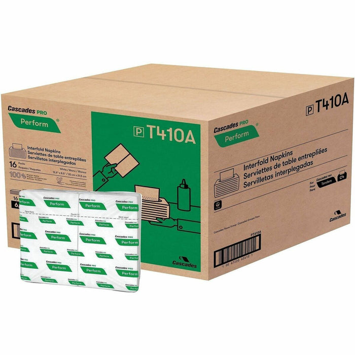 Cascades PRO Perform Interfold Napkins - 1 Ply6.50" (165.10 mm) Length - White - 376 / Pack