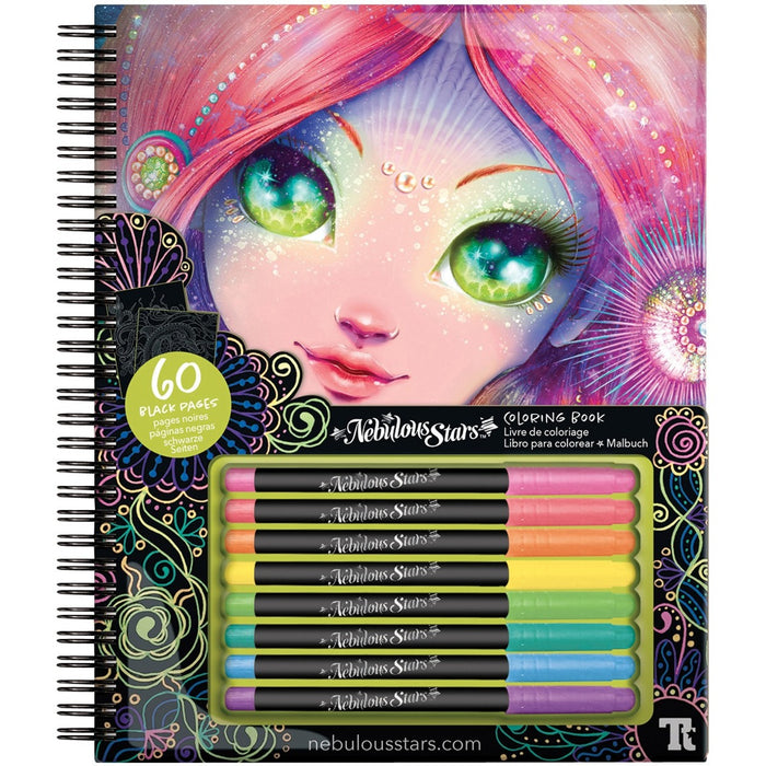 Editions Gladius Black Pages Coloring Book - Nebulous Stars Printed Book - 60 Pages - Book