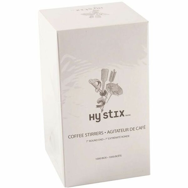 Hy-Stix Wooden Coffee Stir Sticks - 7" (177.80 mm) Length - Birch Wood - 1000 / Box