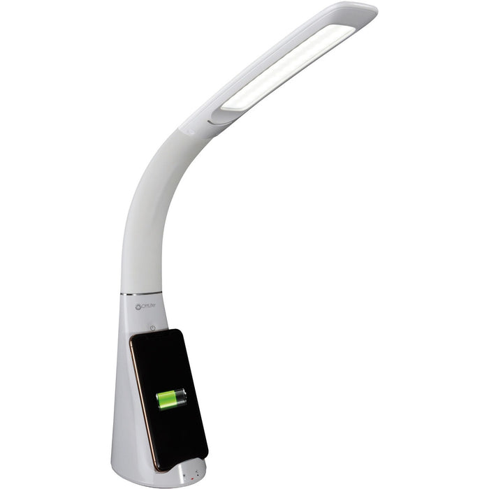 OttLite Purify LED Desk Lamp with Wireless Charging and Sanitizing - 12" (304.80 mm) Height x 5" (127 mm) Width - LED Bulb - USB Charging, Flexible Neck, Sanitizing, Qi Wireless Charging - Desk Mountable - White - for Furniture, Desk, Office, Home, Dorm