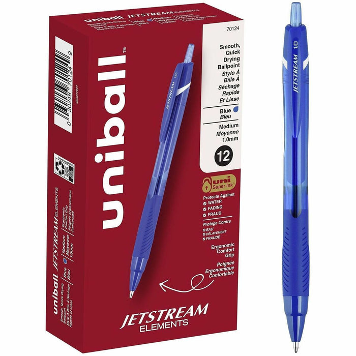 uniball Jetstream Elements Ballpoint Pens - uniball™ Jetstream Elements Ballpoint Pens, Medium Point (1.0mm), Blue, 12 Pack