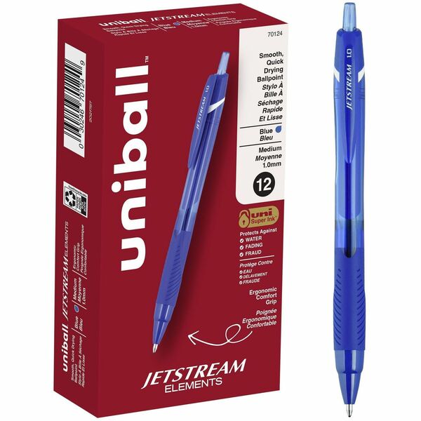 uniball&trade; Jetstream Elements Ballpoint Pen - 1 mm (0.04") Medium Pen Point - Blue Ink - Gel-based - 1 Dozen