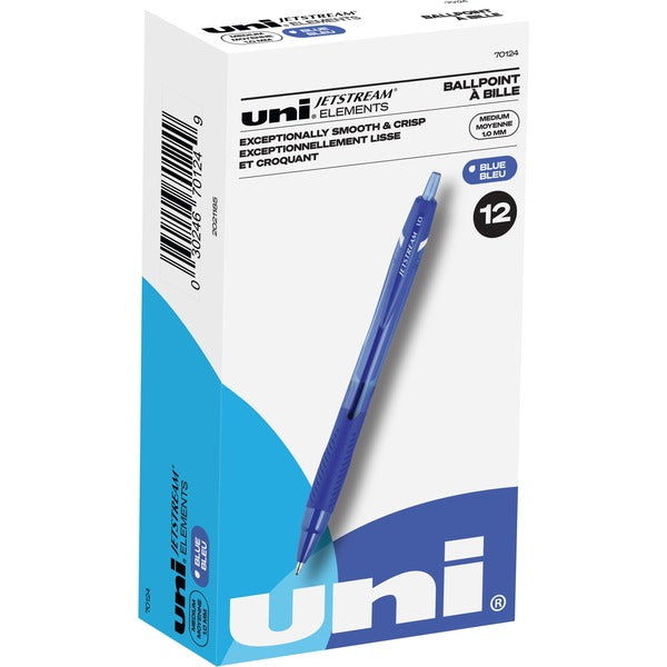 uni&reg; Jetstream Elements Ballpoint Pen - Medium Pen Point - 1 mm Pen Point Size - Blue Gel-based Ink - 1 Dozen