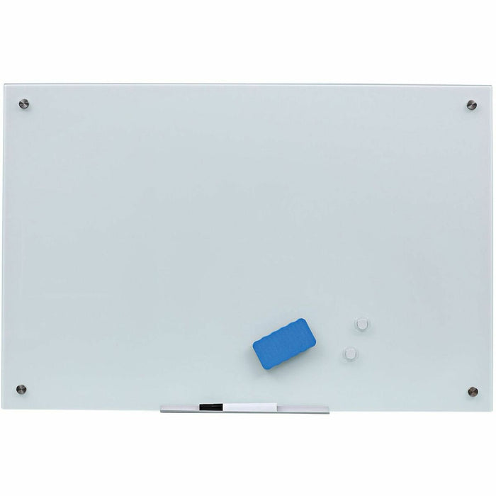 MasterVision Magnetic Glass Dry Erase Board - 24" (60.96 cm) Width x 36" (91.44 cm) Height - White Glass Surface - Rectangle - Horizontal/Vertical - Magnetic - 1 Each
