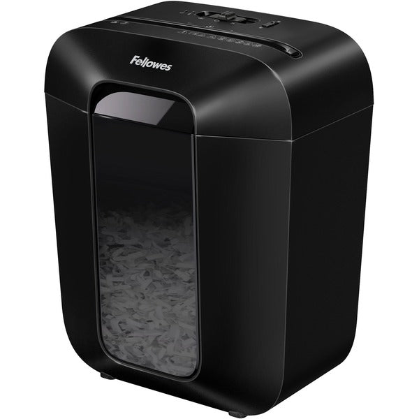 Fellowes LX45 Cross-cut Shredder - Non-continuous Shredder - Cross Cut - 8 Per Pass - for shredding Staples, Paper, Paper Clip, Credit Card - 0.2" x 1.6" Shred Size - P-4 - 6 Minute Run Time - 20 Minute Cool Down Time - 15.14 L Wastebin Capacity - Black