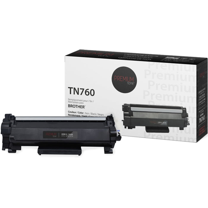 Premium Tone Toner Cartridge - Alternative for Brother TN760 - Black - 3000 Pages - 1 Pack