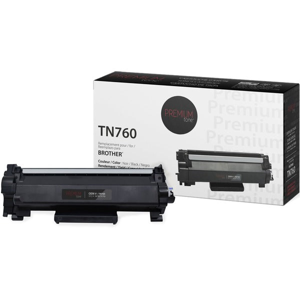 Premium Tone Toner Cartridge - Alternative for Brother TN760 - Black - 3000 Pages - 1 Pack