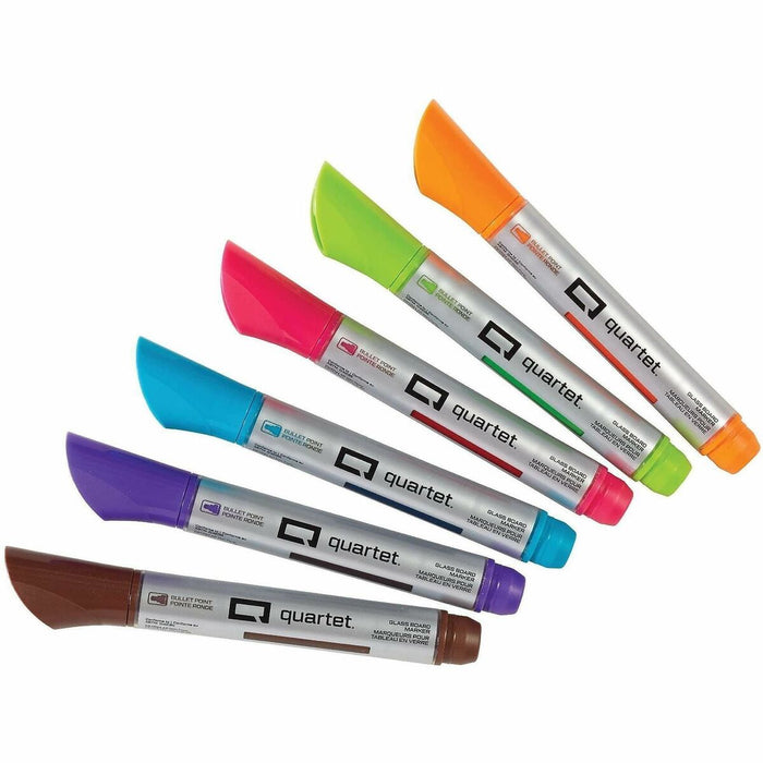 Quartet Premium Glass Board Dry-erase Markers - Pink, Blue, Green, Orange, Purple, Brown Ink - Liquid - 6 / Pack