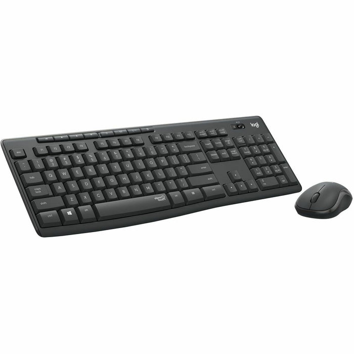 Logitech Silent Wireless Keyboard and Mouse - USB Wireless Wi-Fi/RF - Graphite - USB Wireless Wi-Fi Mouse - Optical - Graphite - Volume Control, Play/Pause, Internet Key, Mute Hot Key(s) - AA, AAA - Compatible with Computer for Windows, ChromeOS - 1 Each