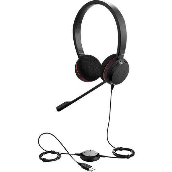 Jabra EVOLVE 20 Headset - Stereo - USB Type C - Wired - 32 Ohm - 150 Hz to 7 kHz - Over-the-head - Binaural - Supra-aural - 3.1 ft (0.95 m) Cable - Noise Cancelling Microphone - Black