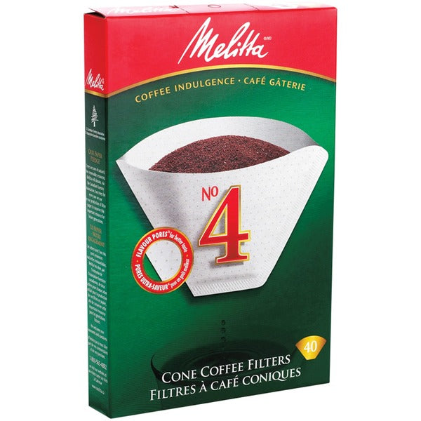 Melitta Paper Filter - #4 Size - Cone - 40 / Box - White