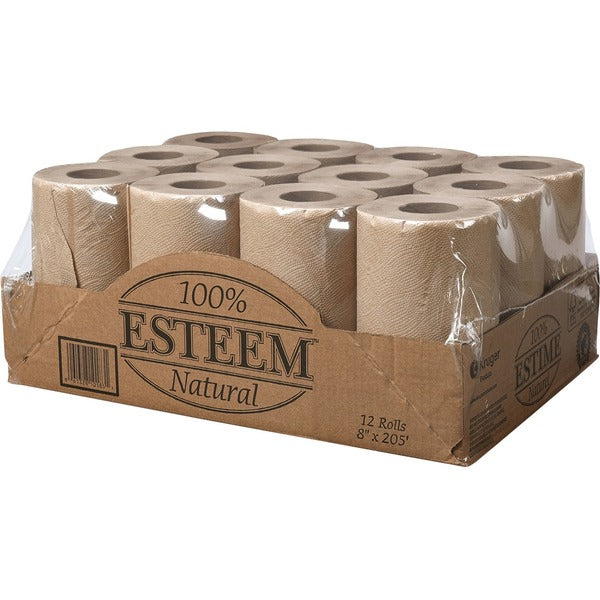 Esteem Cleaning Towel - 8" x 205 ft - Brown - 12 / Box