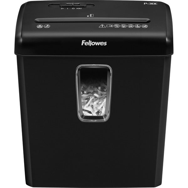 Fellowes Powershred P-30C Cross-Cut Shredder - Non-continuous Shredder - Cross Cut - 6 Per Pass - for shredding Paper, Credit Card, Staples - 0.2" (3.97 mm) x 1.3" (33.34 mm) Shred Size - P-4 - 3 Minute Run Time - 40 Minute Cool Down Time - 15.14 L Wasteb