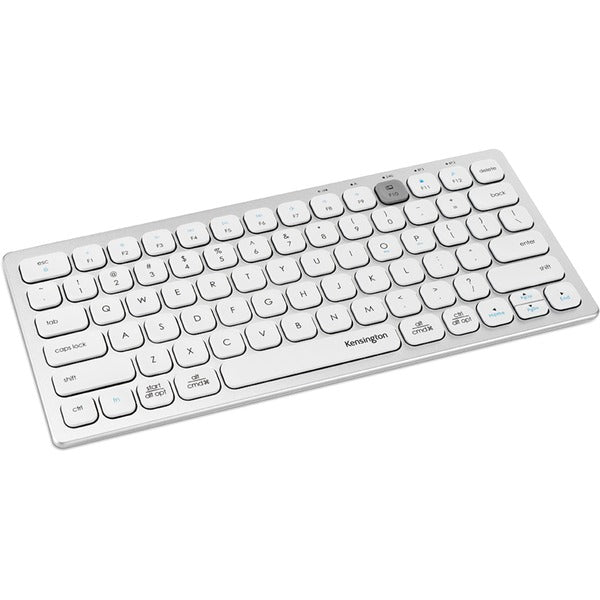 Kensington Multi-Device Dual Wireless Compact Keyboard - Wireless Connectivity - Bluetooth/RF - 2.40 GHz - Multimedia Hot Key(s) - Computer, Tablet, Mobile Phone - Windows, Mac OS, ChromeOS, iOS - Scissors Keyswitch - AAA Battery Size Supported - Silver