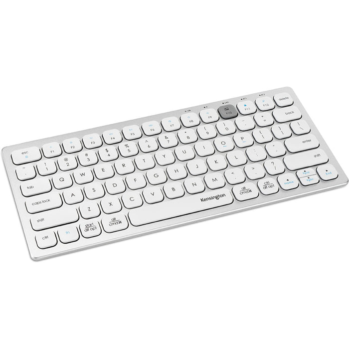 Kensington Multi-Device Dual Wireless Compact Keyboard - Wireless Connectivity - Bluetooth/RF - 2.40 GHz - Multimedia Hot Key(s) - Computer, Tablet, Mobile Phone - Windows, Mac OS, ChromeOS, iOS - Scissors Keyswitch - AAA Battery Size Supported - Silver