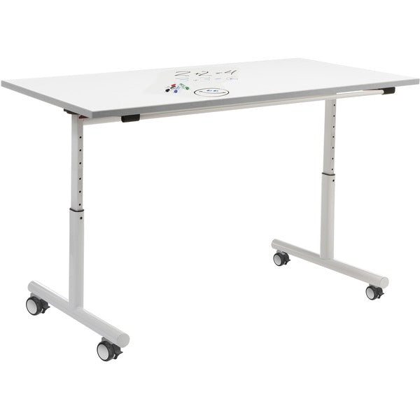 MITYBILT Vitesse Student Table - Flip top speed table 30 x 60 in with whiteboard top and silver base. Table legs adjustable 30 to 42 in.