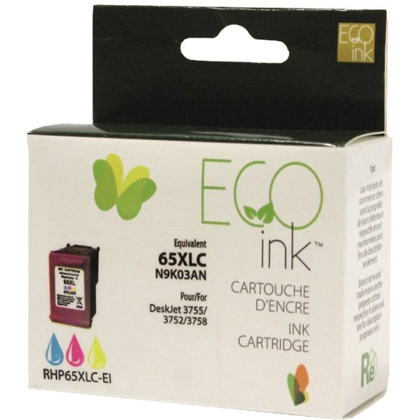 Eco Ink Ink Cartridge - Remanufactured for Hewlett Packard N9K03AN / 65XL - Color - 300 Pages - 1 Pack