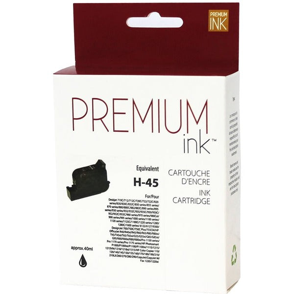 Premium Ink Remanufactured Inkjet Ink Cartridge 51645A - Black - 1 Each - 930 Pages
