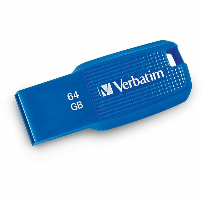 Verbatim 64GB Ergo USB 3.0 Flash Drive - Blue - 64 GB - USB 3.0 - Blue - Lifetime Warranty - 1 Each