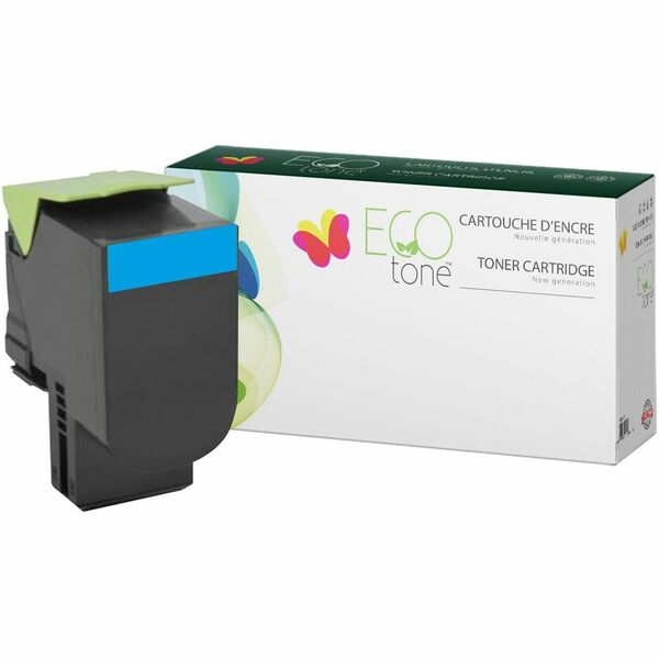 EcoTone Toner Cartridge - Remanufactured for Lexmark 801HC / 80C1HC0 / 801H / 801 - Cyan - 3000 Pages