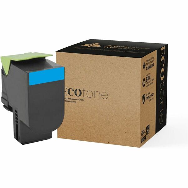 EcoTone Toner Cartridge - Remanufactured for Lexmark 801HC / 80C1HC0 - Cyan - 3000 Pages - 1 Pack