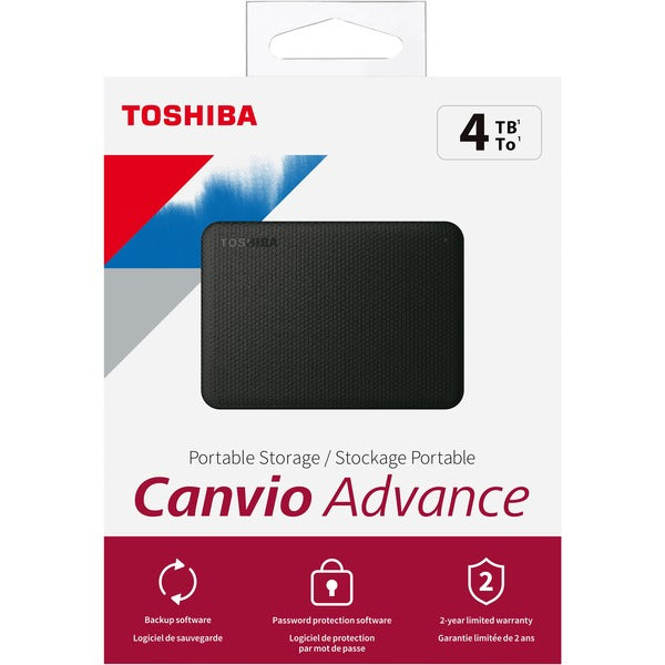 Toshiba Canvio Advance HDTCA40XK3CA 4 TB Portable Hard Drive - External - Black - USB 3.0 - 1 Each