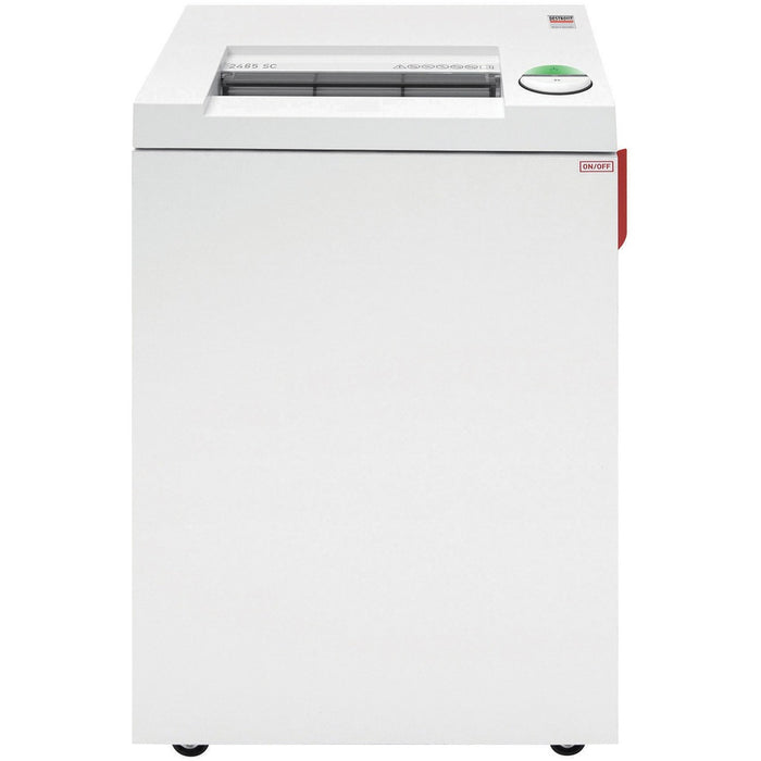 MBM Destroyit 2465 Office Shredder - Strip Cut - 22 Per Pass - for shredding Staples, CD, Credit Card, Paper Clip - 0.2" (4.76 mm) Shred Size - P-2 - 5.40 in/s (137.16 mm/s) - 9.5" (241.30 mm) Throat - 34.07 L Wastebin Capacity