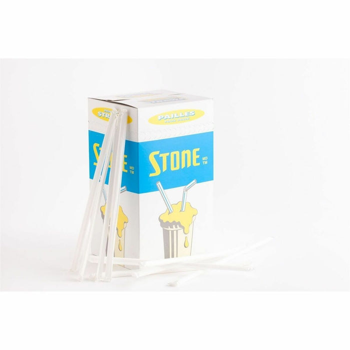 Stone 8 " Biodegradable Milkshake Drinking Straws - 8" (203.20 mm) Length x 22.50" (571.50 mm) Width x 28" (711.20 mm) Height - Paper - Assorted - 400 / Box
