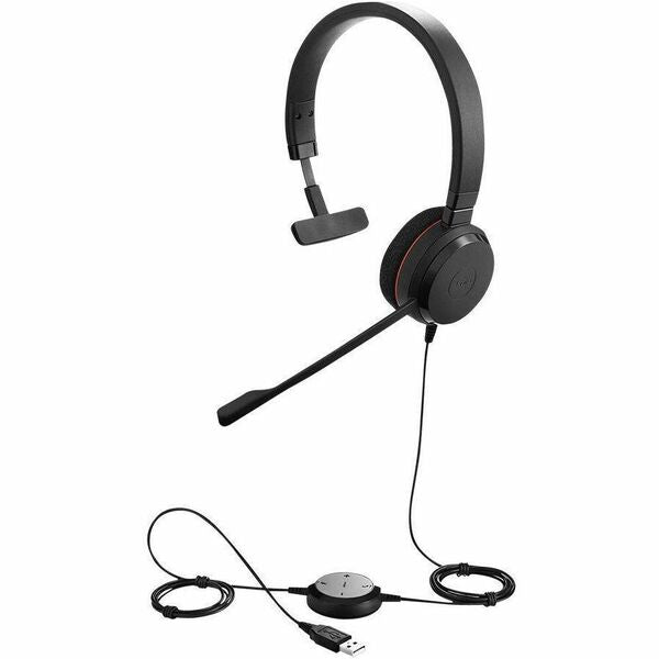 Jabra Evolve 20SE MS Headset - Mono - USB Type C - Wired - 32 Ohm - 150 Hz to 7 kHz - On-ear - Monaural - Ear-cup - 3.1 ft (0.95 m) Cable - Electret Condenser Microphone - Black