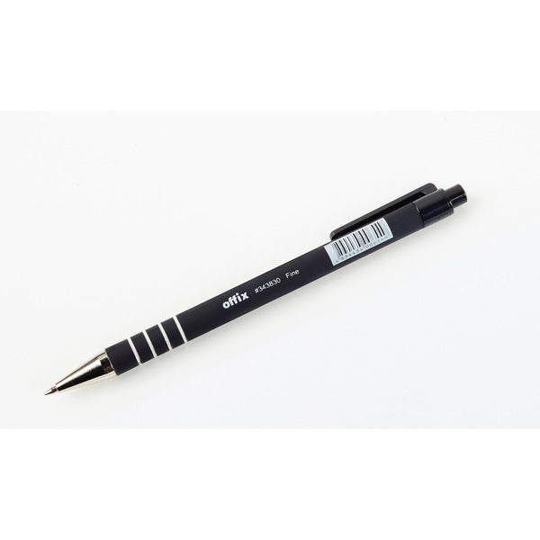 Offix Ballpoint Pen - Fine Pen Point - Black Ink - Rubberized Barrel - 1 Each