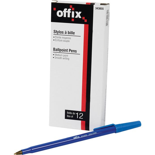 Offix Ballpoint Pen - Medium Pen Point - Blue Ink - 12 / Box