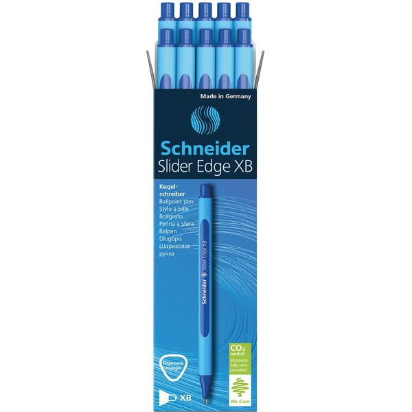 Slider Edge Ballpoint Pen - Broad Pen Point - Blue Ink - Rubberized Barrel - 10 / Box