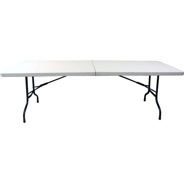 DURA Durable Folding Table 7.9ft Fold in 2 - White Rectangle Top - Black Sandtex Base - 96" (2438.40 mm) Table Top Length - 34" (863.60 mm) Height - White, Black, Granite - Resin Top Material - 1 Each