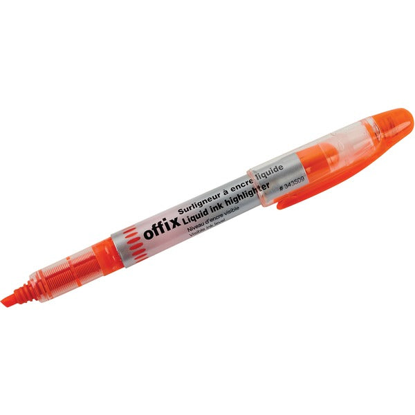Offix Highlighter - Fine Chisel Marker Point - Orange Ink - Liquid - 1 Each