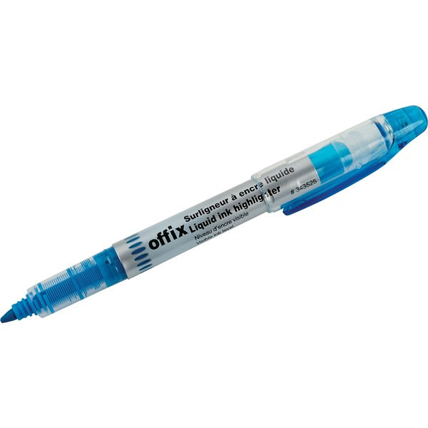 Offix Highlighter - Fine Chisel Marker Point - Turquoise Ink - Liquid - 1 Each