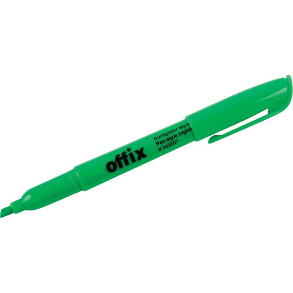 Offix Highlighter - Chisel Marker Point - Green Ink - 1 Each