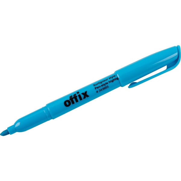 Offix Highlighter - Chisel Marker Point - Blue Ink - 1 Each