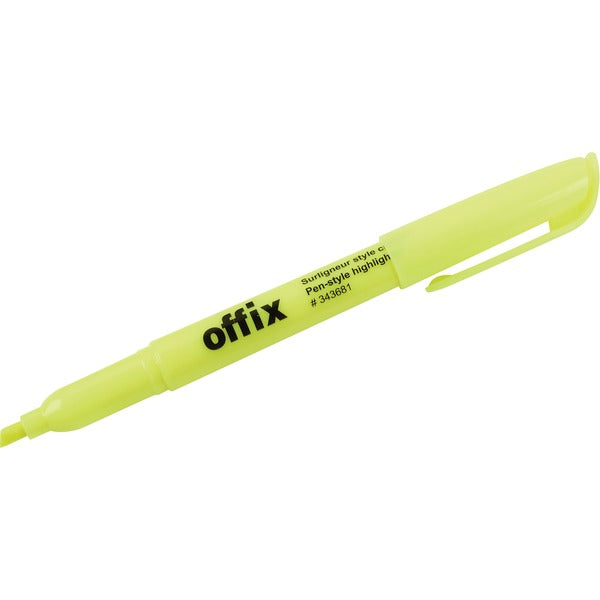 Offix Highlighter - Chisel Marker Point - Yellow Ink - 1 Each