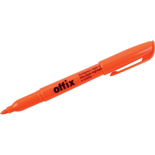 Offix Highlighter - Chisel Marker Point - Orange Ink - 1 Each