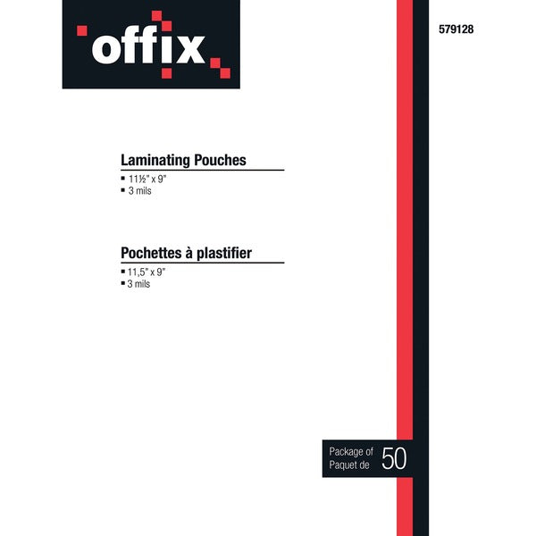 Offix Laminating Pouch - Sheet Size Supported: Letter 8.50" (215.90 mm) Width x 11" (279.40 mm) Length - Laminating Pouch/Sheet Size: 3 mil (0.08 mm) Thickness - 50 / Pack
