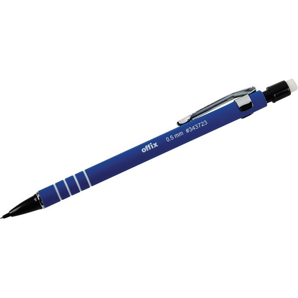 Offix Mechanical Pencil - 0.5 mm Lead Diameter - Black Lead - Blue Rubberized Barrel - 1 Each