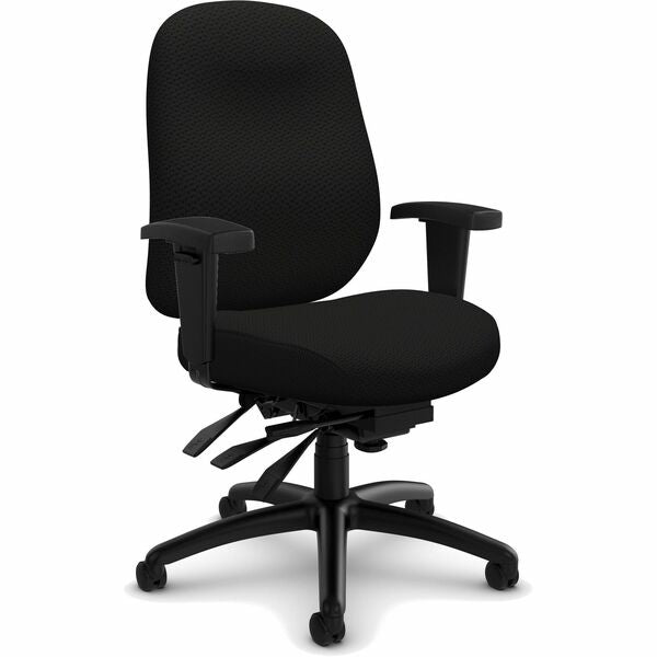 Global Granada Deluxe Medium Back Multi-Tilter - Black Seat Color - Foam, Fabric Seat Material - Black Back Color - Fabric Back Material - Mid Back - 5-star Base - Armrest - 1 Each