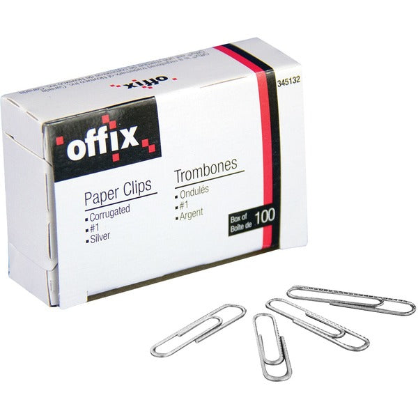 Offix Paper Clip - for Paper - Non-skid - Nickel - 1 / Box