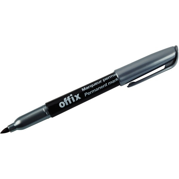Offix Permanent Marker - Fine Marker Point - Black Ink - 1 Each