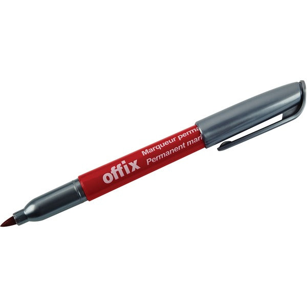Offix Permanent Marker - Fine Marker Point - Red Ink - 1 Each